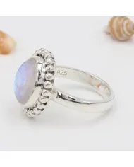 Rainbow Moonstone Ring - 925 Sterling Silver Handmade Boho Jewelry