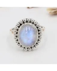 Rainbow Moonstone Ring - 925 Sterling Silver Handmade Boho Jewelry