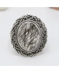 Tourmalinated Quartz Ring - 925 Sterling Silver Handcrafted Jewelry