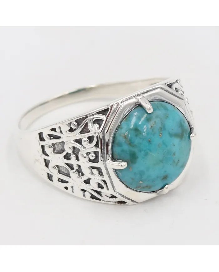 Arizona Turquoise Men’s Ring – 925 Sterling Silver Handmade Jewelry