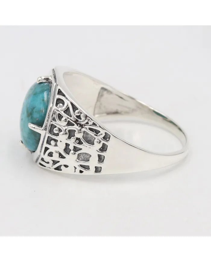 Arizona Turquoise Men’s Ring – 925 Sterling Silver Handmade Jewelry