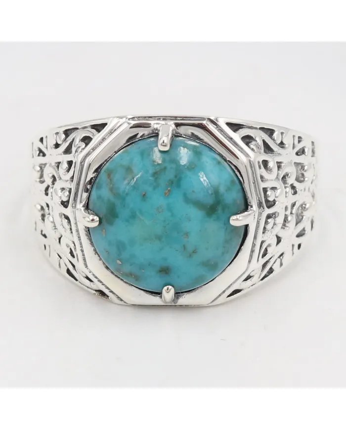 Arizona Turquoise Men’s Ring – 925 Sterling Silver Handmade Jewelry