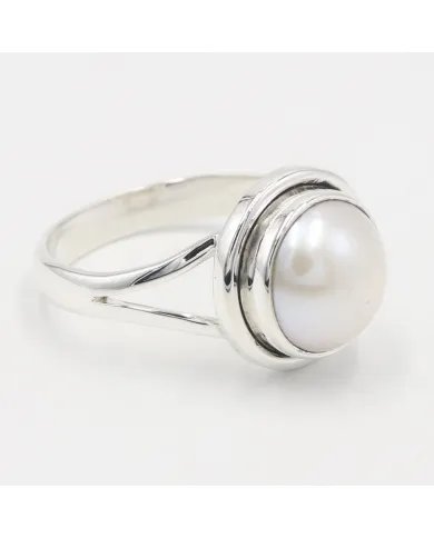 Freshwater Pearl Ring - 925 Sterling Silver Unisex Gemstone Jewelry