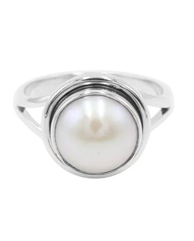 Freshwater Pearl Ring - 925 Sterling Silver Unisex Gemstone Jewelry