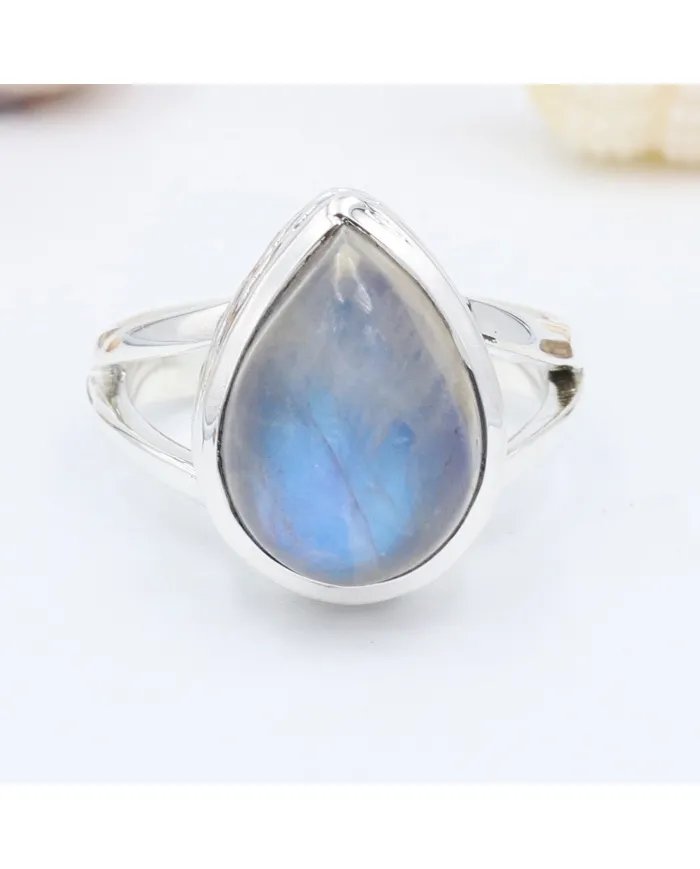 Rainbow Moonstone Ring – Handmade 925 Sterling Silver June Jewelry