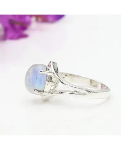 Rainbow Moonstone Ring - 925 Sterling Silver Handmade Gemstone Jewelry