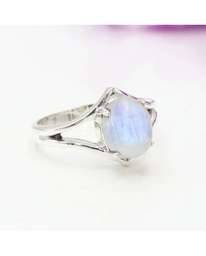 Rainbow Moonstone Ring - 925 Sterling Silver Handmade Gemstone Jewelry