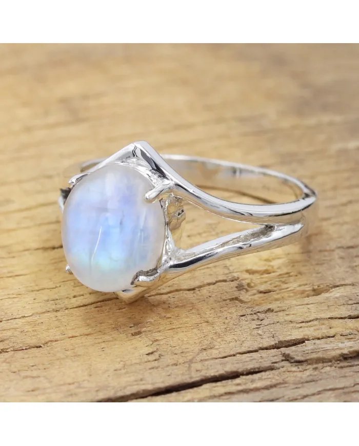 Rainbow Moonstone Ring - 925 Sterling Silver Handmade Gemstone Jewelry