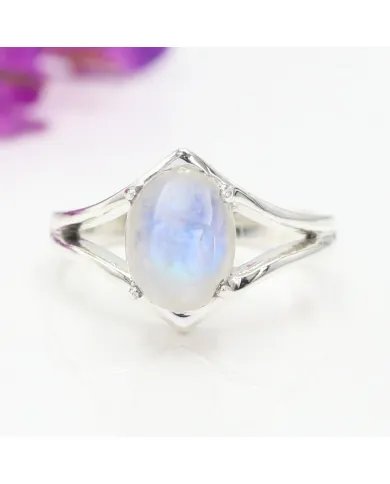 Rainbow Moonstone Ring - 925 Sterling Silver Handmade Gemstone Jewelry