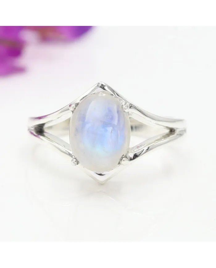 Rainbow Moonstone Ring - 925 Sterling Silver Handmade Gemstone Jewelry