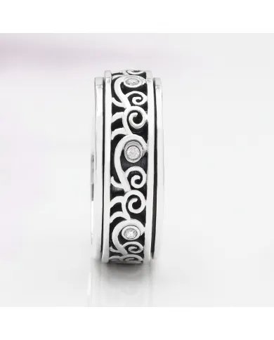 Swarovski Crystal Spinner Ring - 925 Silver Meditation & Fidget Jewelry