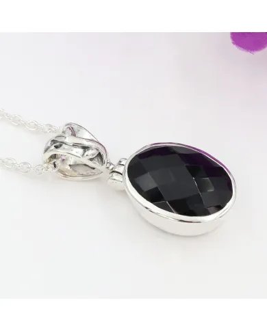 Natural Black Onyx Pendant - Sterling Silver Versatile  Handmade Jewelry