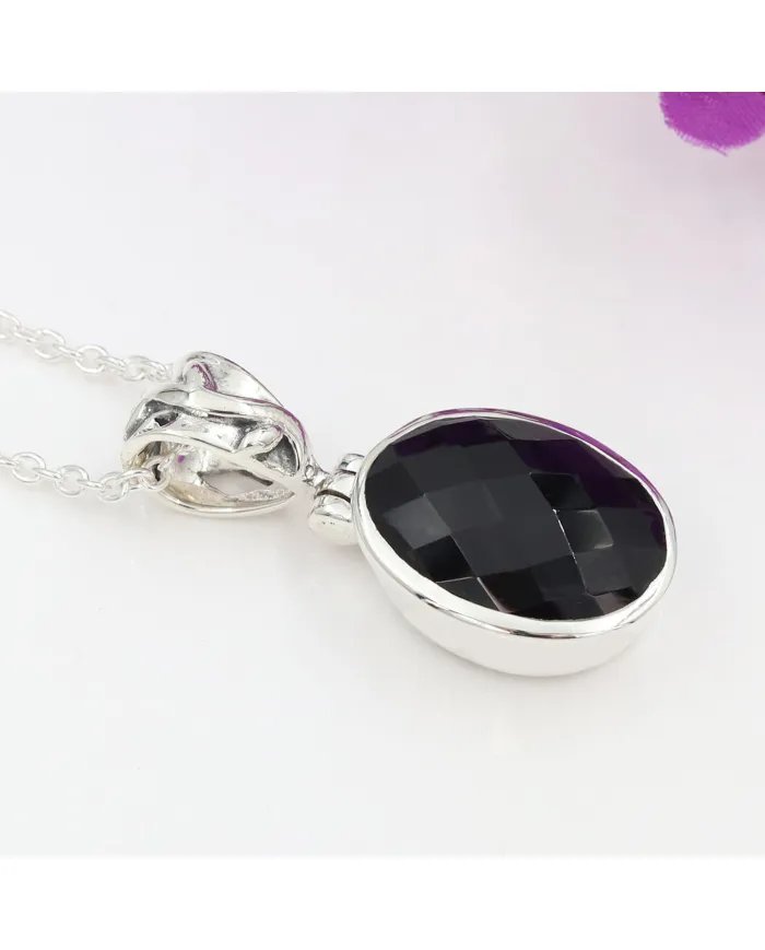 Natural Black Onyx Pendant - Sterling Silver Versatile  Handmade Jewelry