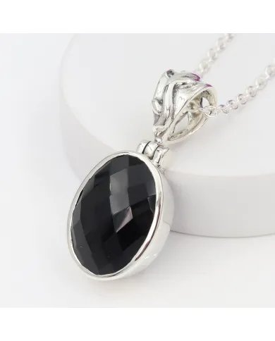 Natural Black Onyx Pendant - Sterling Silver Versatile  Handmade Jewelry