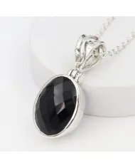 Natural Black Onyx Pendant - Sterling Silver Versatile  Handmade Jewelry