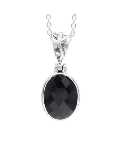 Natural Black Onyx Pendant - Sterling Silver Versatile  Handmade Jewelry