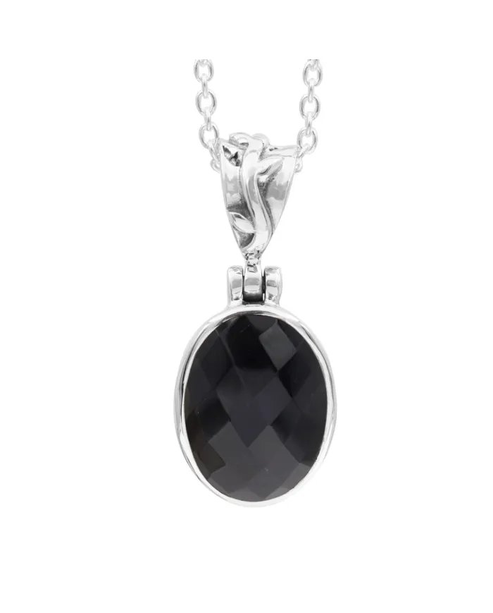 Natural Black Onyx Pendant - Sterling Silver Versatile  Handmade Jewelry