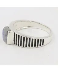 Rainbow Moonstone Ring - 925 Sterling Silver Oxidized Finish Jewelry