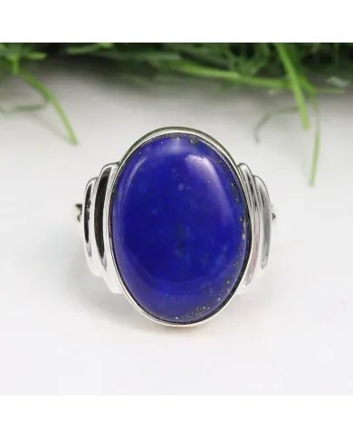 Lapis Lazuli Ring - 925 Sterling Silver Handmade Oval Gemstone Jewelry
