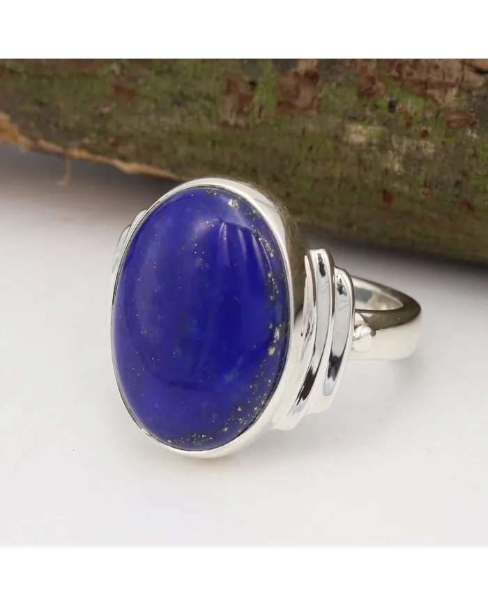 Lapis Lazuli Ring - 925 Sterling Silver Handmade Oval Gemstone Jewelry