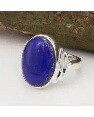 Lapis Lazuli Ring - 925 Sterling Silver Handmade Oval Gemstone Jewelry