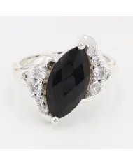 Black Onyx & Swarovski Crystal Ring – 925 Sterling Silver Jewelry