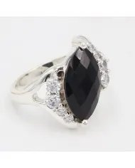 Black Onyx & Swarovski Crystal Ring – 925 Sterling Silver Jewelry