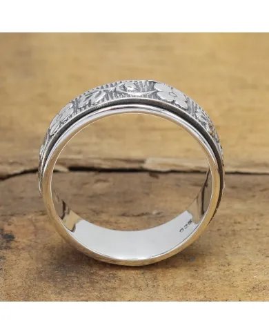 Designer Spinner Ring - 925 Sterling Silver Fidget & Meditation Jewelry