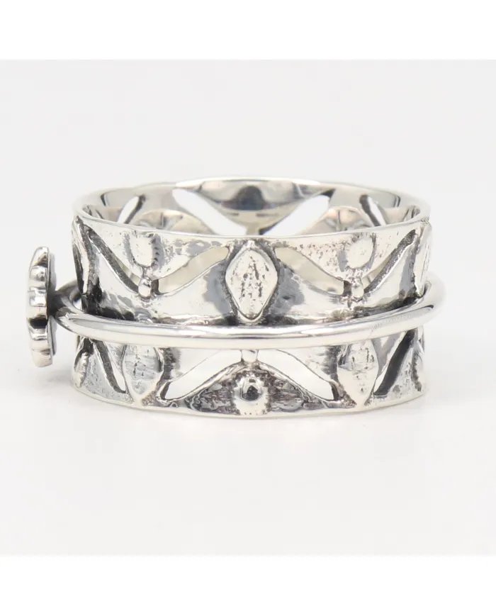 925 Sterling Silver Spinner Ring – Handmade Fidget Oxidized Finish