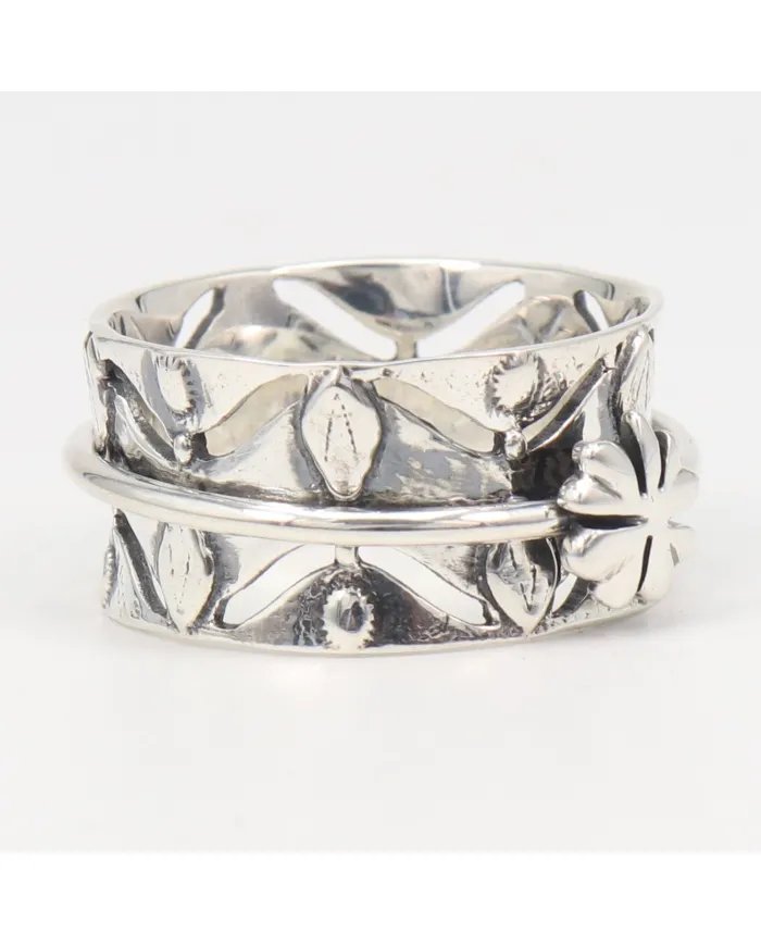 925 Sterling Silver Spinner Ring – Handmade Fidget Oxidized Finish