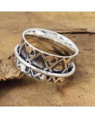 Fidget Spinner Ring - 925 Sterling Silver Handmade Oxidized Finish