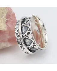 Fidget Spinner Ring - 925 Sterling Silver Handmade Oxidized Finish