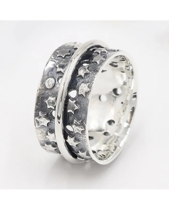 Rotating Star Spinner Ring – 925 Sterling Silver Handmade Jewelry