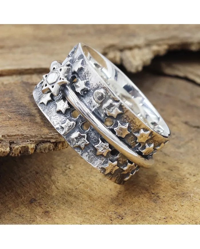 Rotating Star Spinner Ring – 925 Sterling Silver Handmade Jewelry