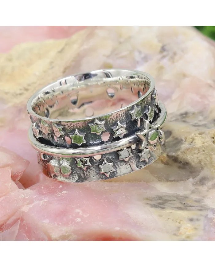 Rotating Star Spinner Ring – 925 Sterling Silver Handmade Jewelry