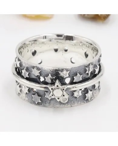 Rotating Star Spinner Ring – 925 Sterling Silver Handmade Jewelry