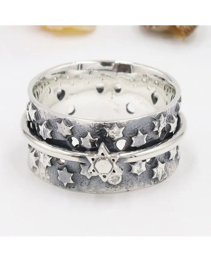 Rotating Star Spinner Ring – 925 Sterling Silver Handmade Jewelry