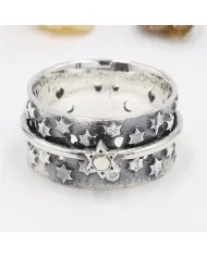 Rotating Star Spinner Ring – 925 Sterling Silver Handmade Jewelry