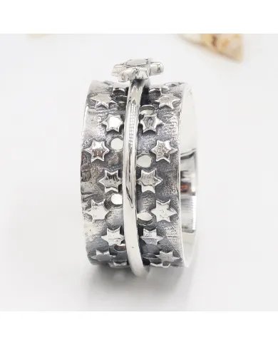 Rotating Star Spinner Ring – 925 Sterling Silver Handmade Jewelry