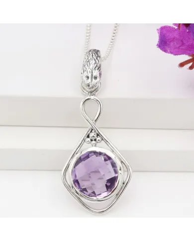 Amethyst Charm Pendant - 925 Sterling Silver Handmade Boho Jewelry