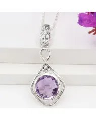 Amethyst Charm Pendant - 925 Sterling Silver Handmade Boho Jewelry