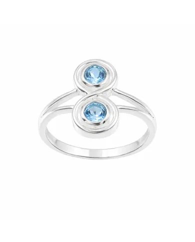 Swiss Blue Topaz Infinity Ring - 925 Sterling Silver Handmade Jewelry