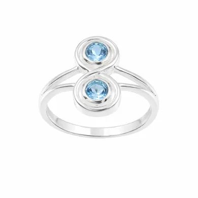 Swiss Blue Topaz Infinity Ring - 925 Sterling Silver Handmade Jewelry