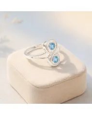Swiss Blue Topaz Infinity Ring - 925 Sterling Silver Handmade Jewelry