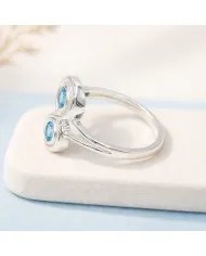 Swiss Blue Topaz Infinity Ring - 925 Sterling Silver Handmade Jewelry
