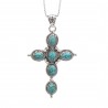 Holy Cross Pendant, Tibetan Turquoise Pendant, Silver Necklace, Vintage Pendant, Oval Pendant, Religious Pendant, Christmas Gift