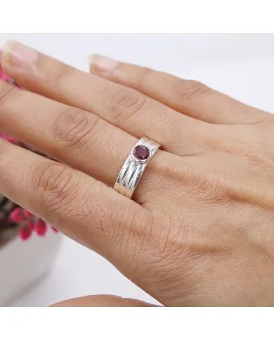 Elegant Ruby Band Ring in 925 Sterling Silver - Timeless Jewelry