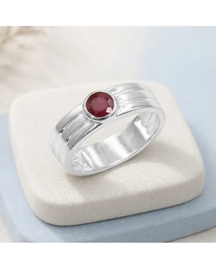 Elegant Ruby Band Ring in 925 Sterling Silver - Timeless Jewelry
