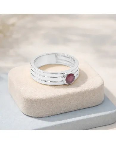 Elegant Ruby Band Ring in 925 Sterling Silver - Timeless Jewelry