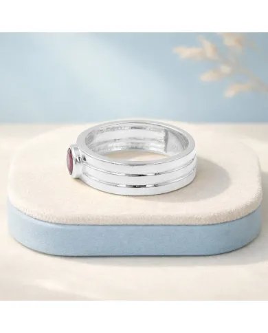 Elegant Ruby Band Ring in 925 Sterling Silver - Timeless Jewelry